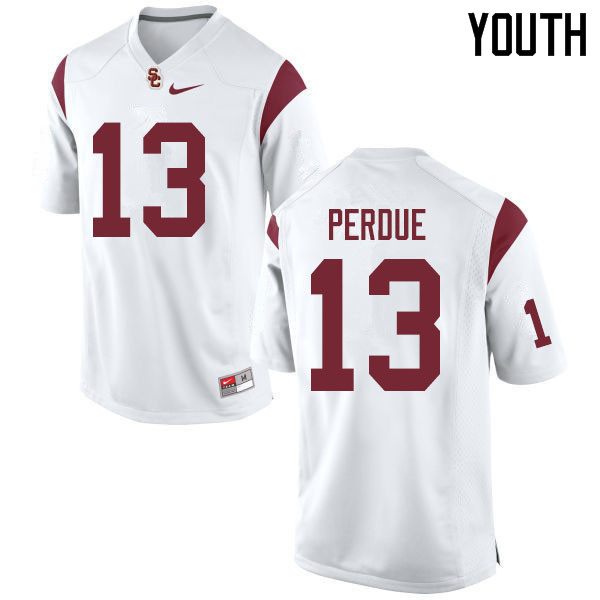 Youth #13 Brandon Perdue USC Trojans College Football Jerseys Sale-White
